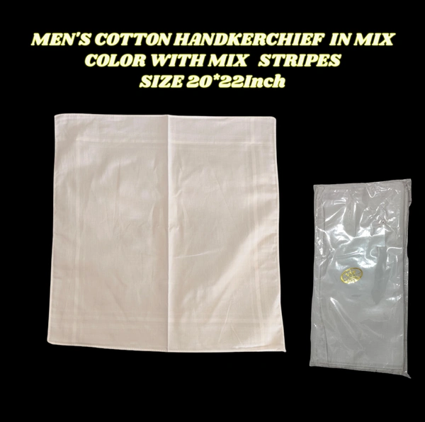 Mens Cotton White Color Super Quality  Handkerchief - 12