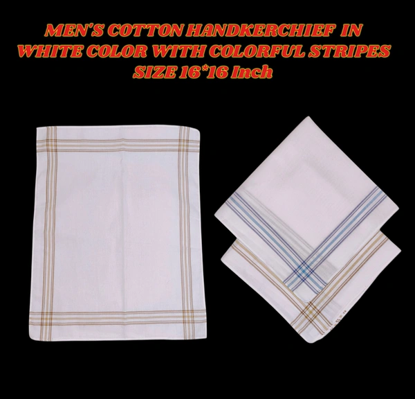 Cotton White Color  Check Handkerchief Set Of 12 - 12