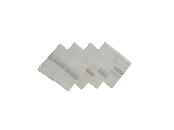 Mens Cotton White Handkerchief With Colorful - 12