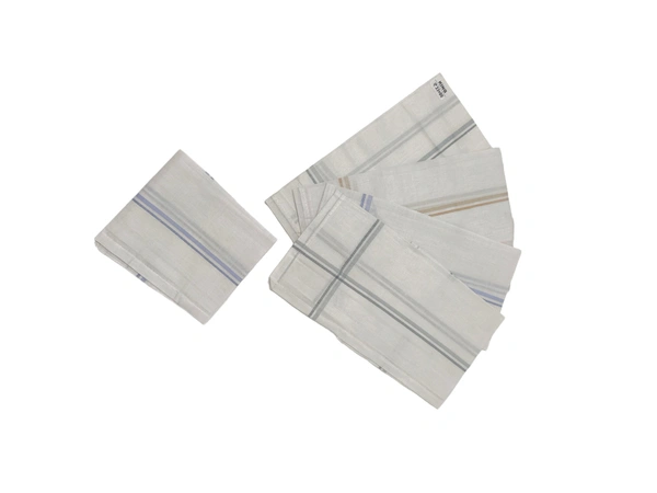 Mens Cotton White Handkerchief With Colorful - 12