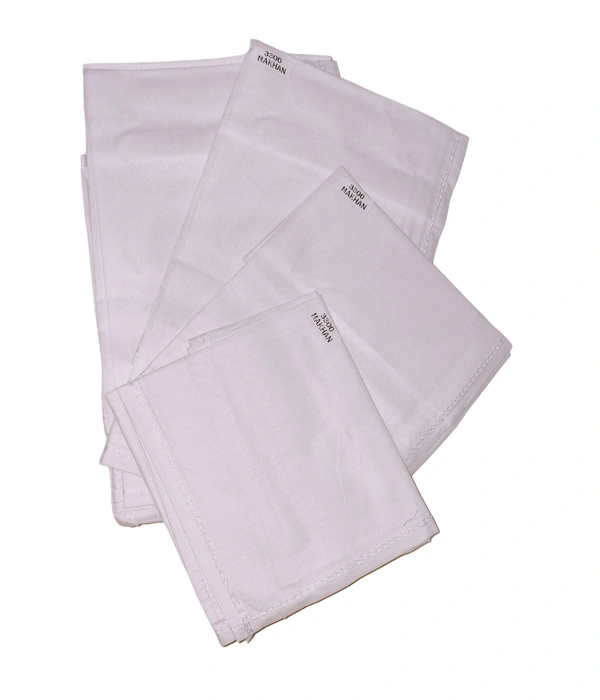Mens Cotton White Color Super Quality Handkerchief - 12
