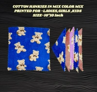 Cotton Hankies Multi Color Multi Printed For ,Ladies Kids Girls - 12