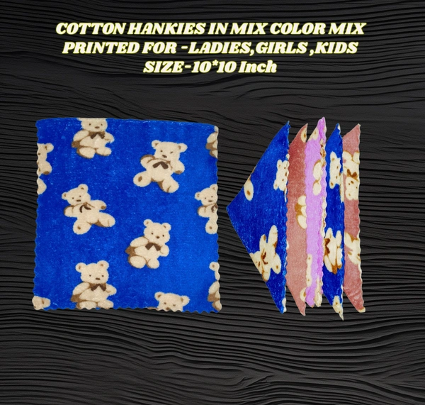 Cotton Hankies Multi Color Multi Printed For ,Ladies Kids Girls - 12