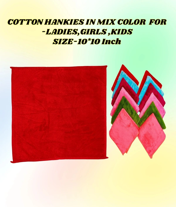 Cotton Hankies Multi Color Multi Printed For ,Kids Girls ,Ladies - 12
