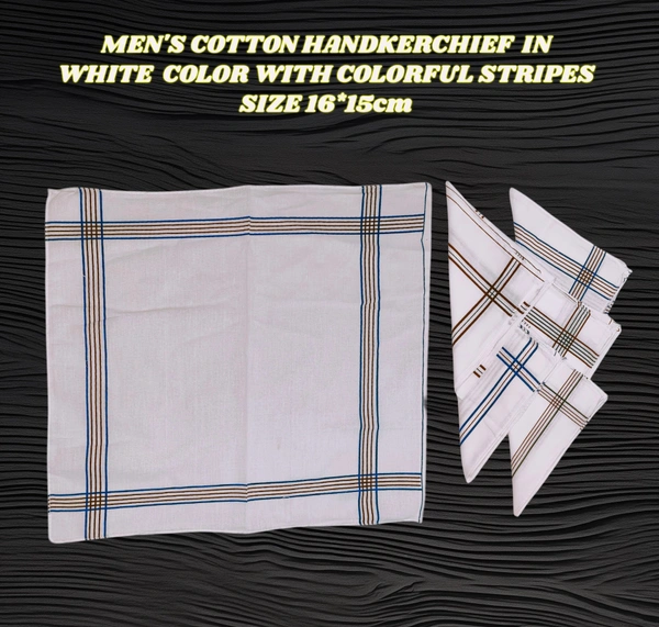 Mens Cotton  White Check Colorful  Handkerchief - 12