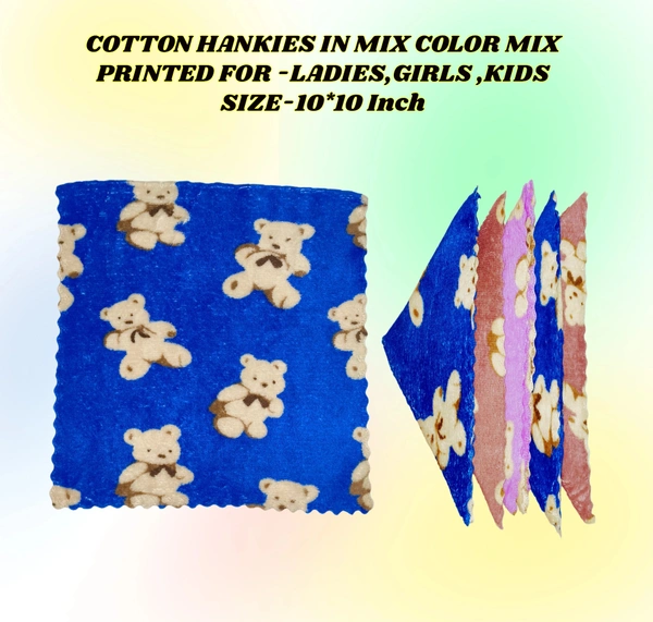 Cotton Hankies Multi Color Multi Printed For ,Ladies Kids Girls - 12