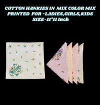 Cotton Multi Color Multi Printed Colorful Hankies - 12
