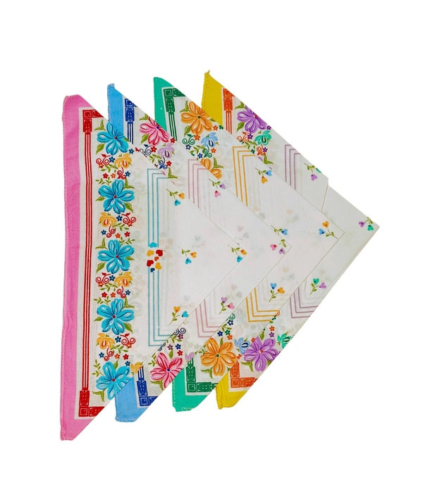 Cotton Multi Color  Multi Prints Colorful Hankies - 12