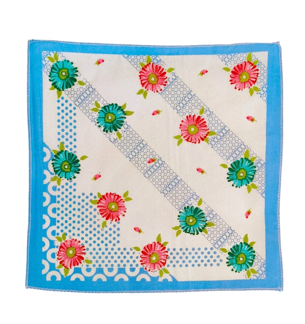 Cotton Multi Color Multi Printed Colorful Hankies Set Of 12 - 12