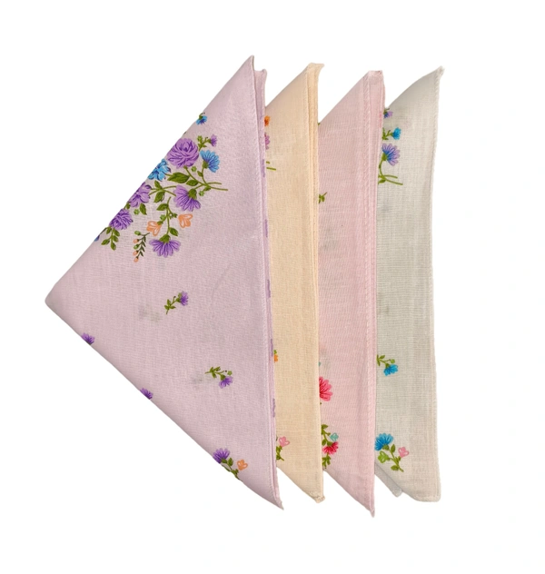Cotton Multi Color Multi Printed Colorful Hankies - 12