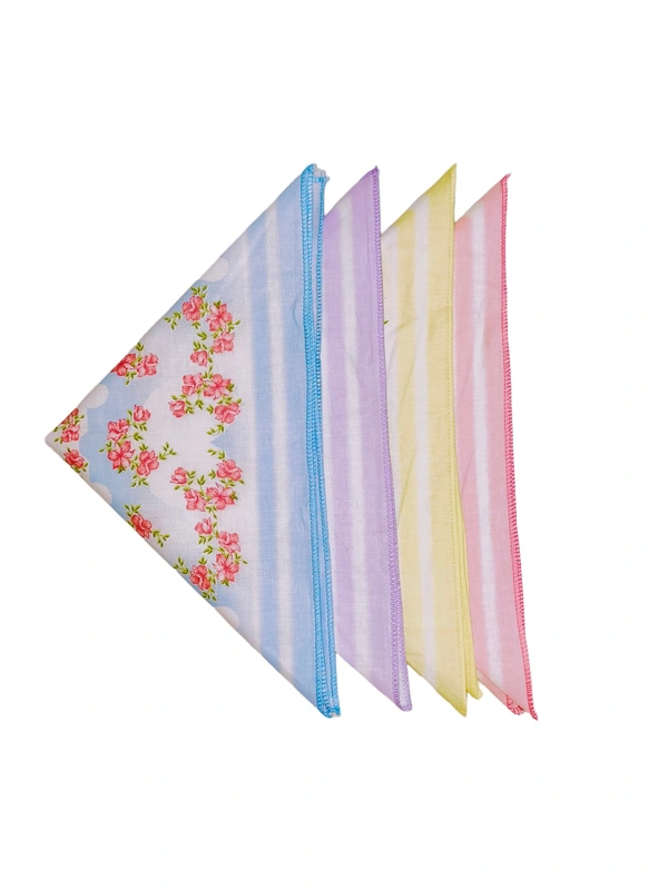 Cotton Multi Printed Hankies For Ladies ,Girls Kids - 12