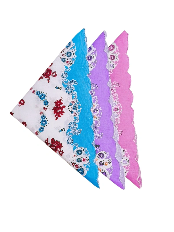 Cotton Multi Color Multi  Printed Hankies For ,Ladies ,Kids Girls - 12