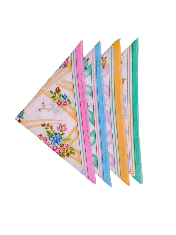 Cotton Hankies Multi Color Multi Printed For Kids Girls Ladies - 12