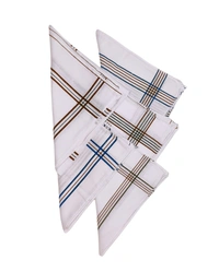 Mens Cotton  White Check Colorful  Handkerchief - 12