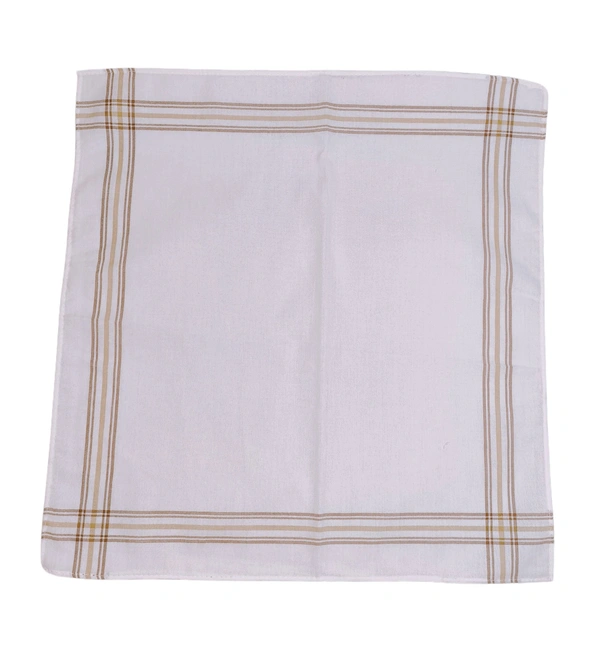 Cotton White Color  Check Handkerchief Set Of 12 - 12