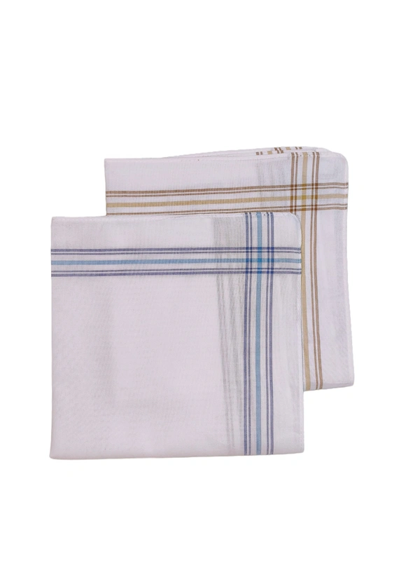 Cotton White Color  Check Handkerchief Set Of 12 - 12
