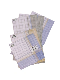 Mens Cotton Multi Color Check Colorful Handkerchiefs - 12