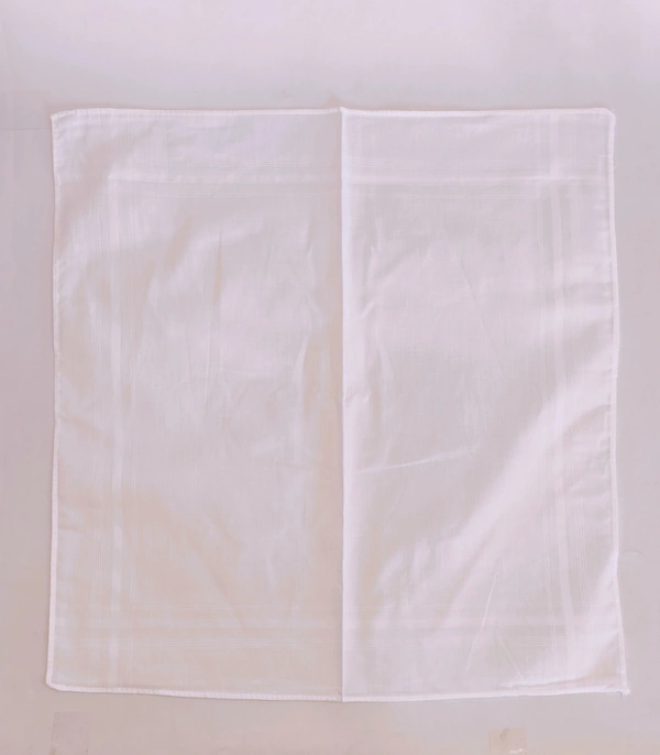 Mens Cotton White Color  Super Quality Handkerchief - 12