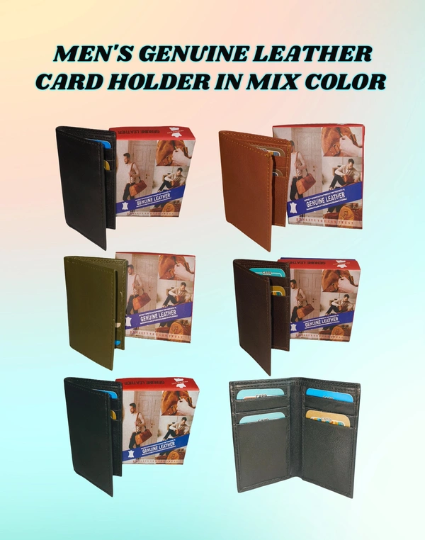 Mens  Genuine Leather Card Holder In Mix Color - Free, 6