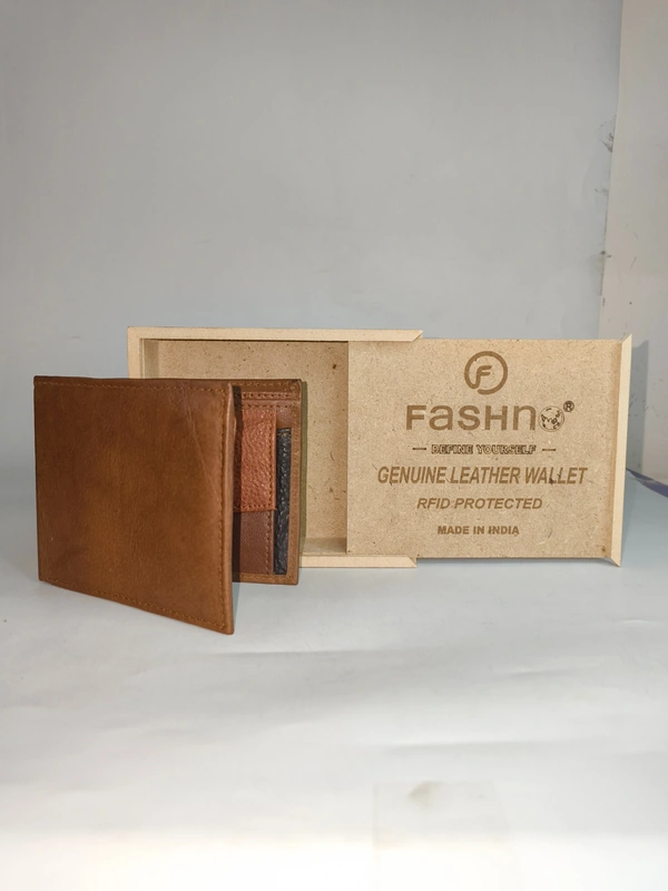 Mens  Genuine Leather Multi Color Multi Design Leather Wallets With Wooden Box Packing - Free, 6