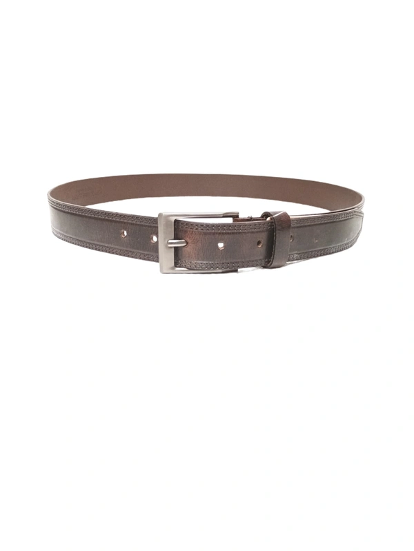 35 Mm P2C Fancy Design Mens Genuine Leather Brown Color Belt - 35 MM, 12