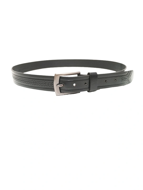 35 Mm P2C Fancy Design Mens Genuine Leather Black Color Belt - 35 MM, 12