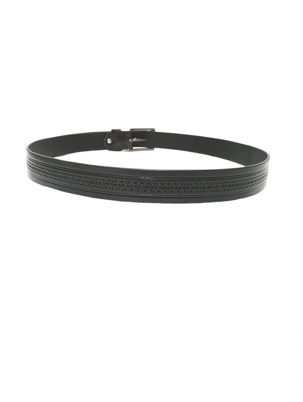 35 Mm P2C Fancy Design Mens Genuine Leather Black Color Belt - 35 MM, 12