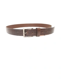 35 Mm P2C Fancy Design Mens Genuine Leather Brown Color Belt - 35 MM, 12