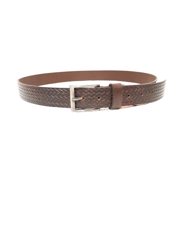 35 Mm P2C Fancy Design Mens Genuine Leather Brown Color Belt - 35 MM, 12