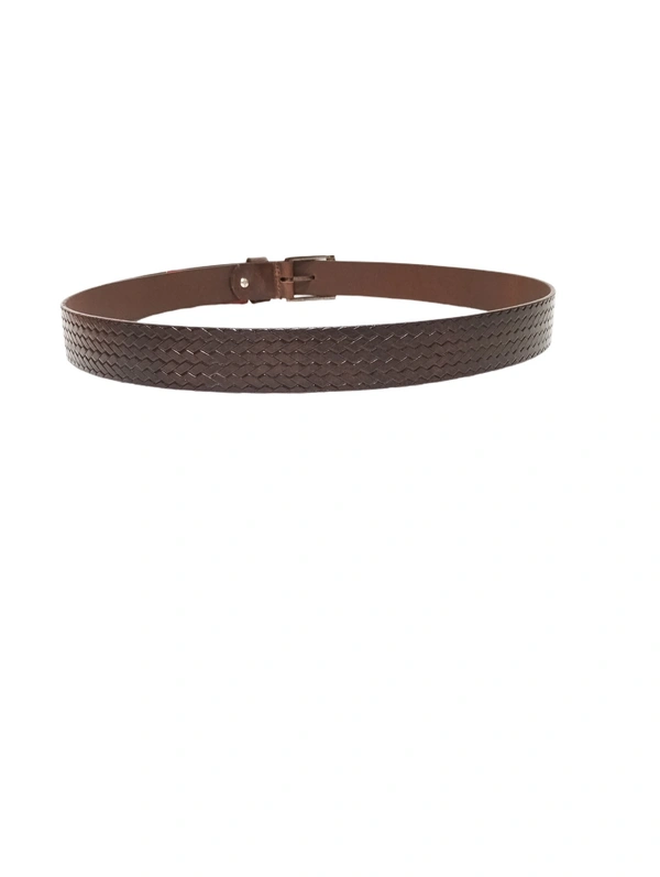 35 Mm P2C Fancy Design Mens Genuine Leather Brown Color Belt - 35 MM, 12