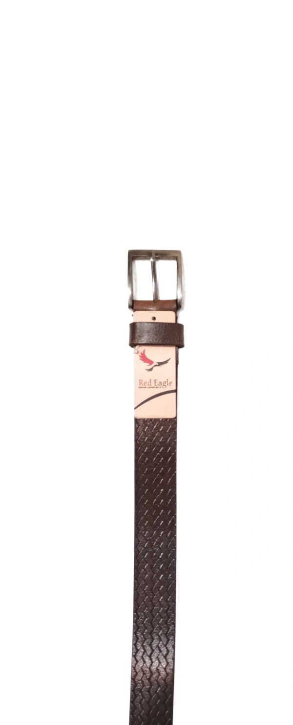35 Mm P2C Fancy Design Mens Genuine Leather Brown Color Belt - 35 MM, 12
