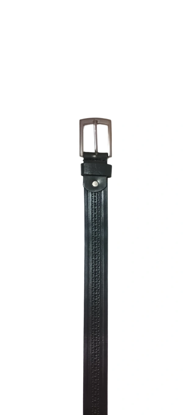 35 Mm P2C Fancy Design Mens Genuine Leather Black Color Belt - 35 MM, 12