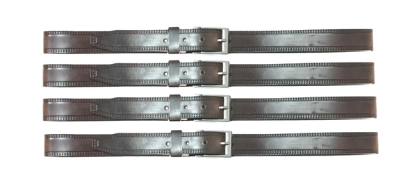 35 Mm P2C Fancy Design Mens Genuine Leather Brown Color Belt - 35 MM, 12