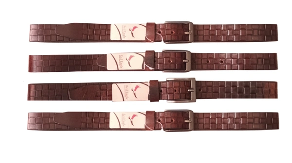 35 Mm P2C Fancy Design Mens Genuine Leather Brown Color Belt - 35 MM, 12