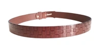 35 Mm P2C Fancy Design Mens Genuine Leather Brown Color Belt - 35 MM, 12