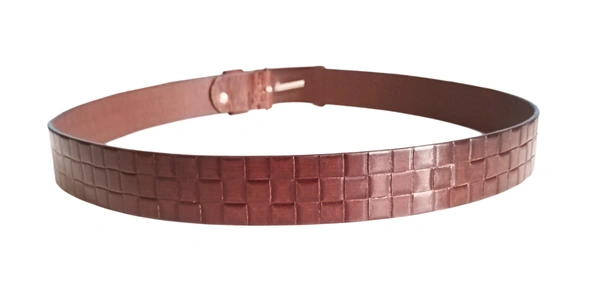 35 Mm P2C Fancy Design Mens Genuine Leather Brown Color Belt - 35 MM, 12