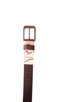 35 Mm P2C Fancy Design Mens Genuine Leather Brown Color Belt - 35 MM, 12