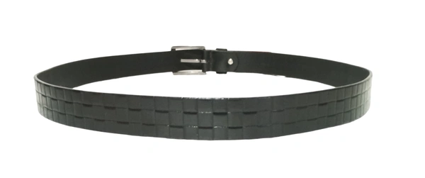 35 Mm P2C Fancy Design Mens Genuine Leather Black Color Belt - 35 MM, 12