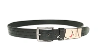 35 Mm P2C Fancy Design Mens Genuine Leather Black Color Belt - 35 MM, 12