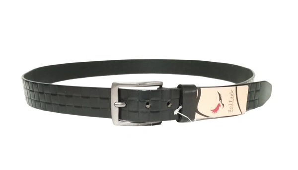 35 Mm P2C Fancy Design Mens Genuine Leather Black Color Belt - 35 MM, 12