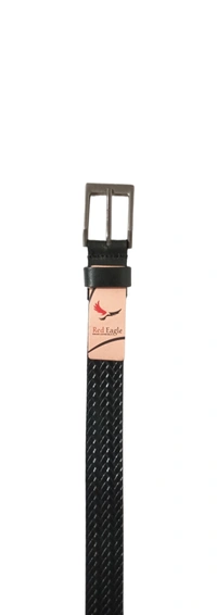 35 Mm P2C Fancy Design Mens Genuine Leather Black Color Belt - 35 MM, 12