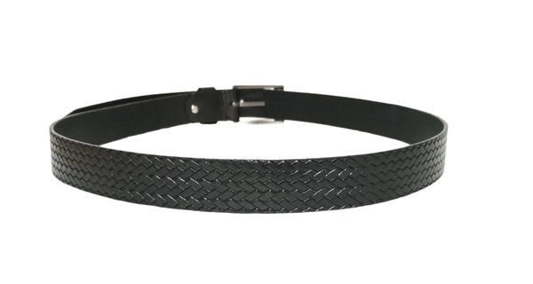 35 Mm P2C Fancy Design Mens Genuine Leather Black Color Belt - 35 MM, 12