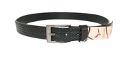 35 Mm P2C Fancy Design Mens Genuine Leather Black Color Belt - 35 MM, 12