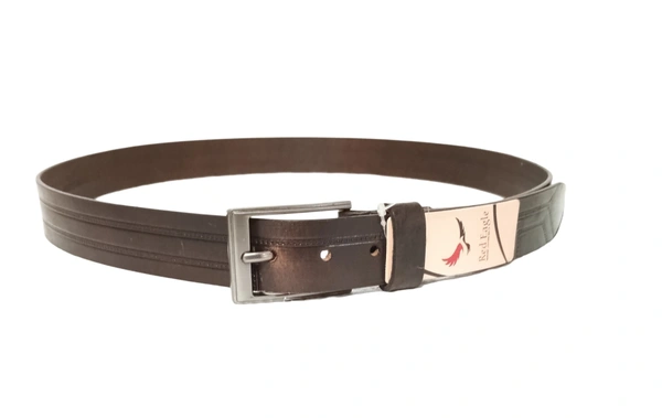 35 Mm P2C Fancy Design Mens Genuine Leather Brown Color Belt - 35 MM, 12