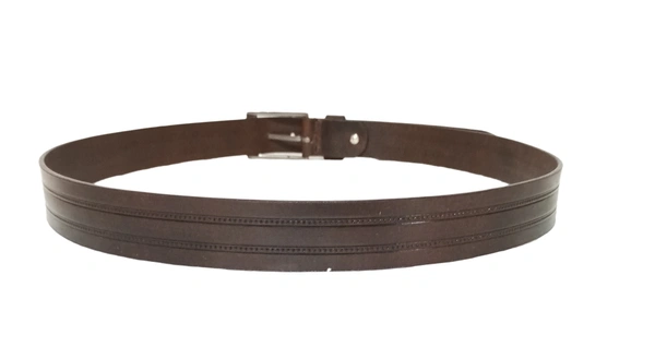 35 Mm P2C Fancy Design Mens Genuine Leather Brown Color Belt - 35 MM, 12