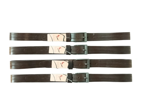 35 Mm P2C Fancy Design Mens Genuine Leather Brown Color Belt - 35 MM, 12