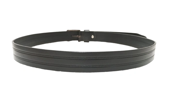 35 Mm P2C Fancy Design Mens Genuine Leather Black Color Belt - 35 MM, 12