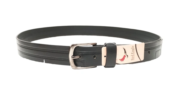 35 Mm P2C Fancy Design Mens Genuine Leather Black Color Belt - 35 MM, 12