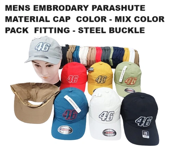 Mens Embrodary Parashute  Material Cap  Color - Mix Color Pack  Fitting - Steel Buckle - Free, 6