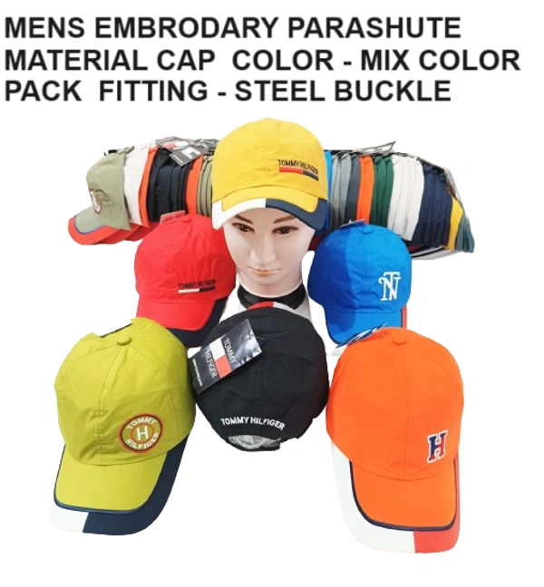 Mens Embrodary Parashute  Material Cap  Color - Mix Color Pack  Fitting - Steel Buckle - Free, 6